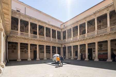 Padua, Italy. April 2023. view of the internal courtyard of Palazzo Bo, seat of the University of Paduaのeditorial素材