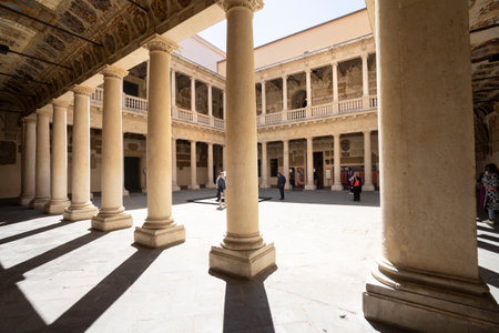 Padua, Italy. April 2023. view of the internal courtyard of Palazzo Bo, seat of the University of Paduaのeditorial素材