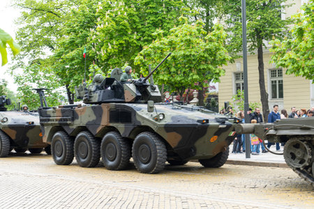 Sofia, Bulgaria. May 6th, 2023. Italian armored military vehicles lined up for the Gergiovden parade, St. George's Day and Bulgarian Army Day.のeditorial素材