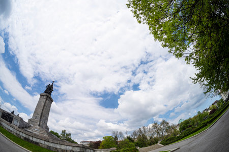 Sofia, Bulgaria. May 2023. Panoramic view of the Monument to the Soviet Army in a park of the city centerのeditorial素材