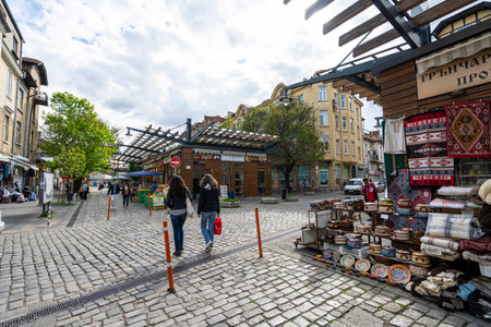 Sofia, Bulgaria. May 2023. panoramic view of the open-air Women's Market in the city centre