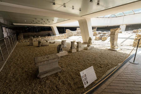Sofia, Bulgaria. May 2023. View of the Archaeological complex of ancient Serdika in the city center