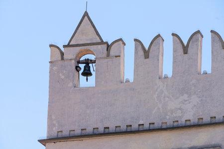 Koper, Slovenia. July 2, 2023. detail of the decorations on the facade of the praetorian palace in...