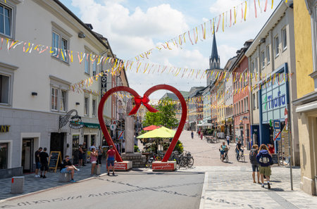 Villach, Austria. July 18 2023. View of the main street in the city center