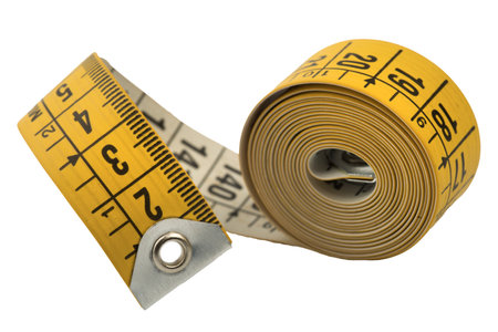 a yellow tailor's tape measure on a transparent backgroundの写真素材