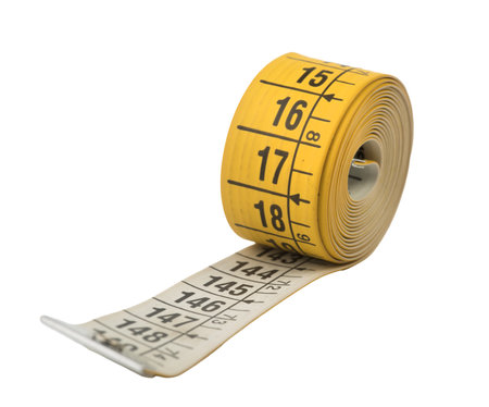 a yellow tailor's tape measure on a transparent backgroundの写真素材