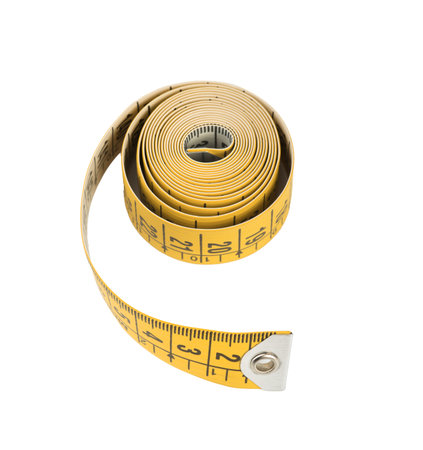 a yellow tailor's tape measure on a transparent backgroundの写真素材