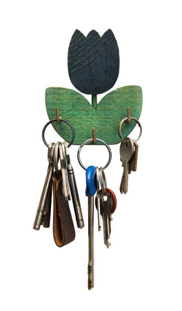 a keychain with some keys hanging on a transparent backgroundの写真素材