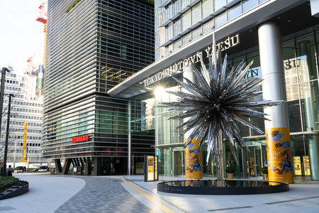 Tokyo, Japan, January 2024. External view of the Tokyo Midtown Yaesu skyscraper in the city centerのeditorial素材