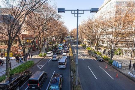 Tokyo, Japan. January 9, 2024. Traffic on the street in the city center