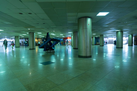 Bucharest, Romania. May 23, 2024. Interior view of the Universitate metro station in the city center