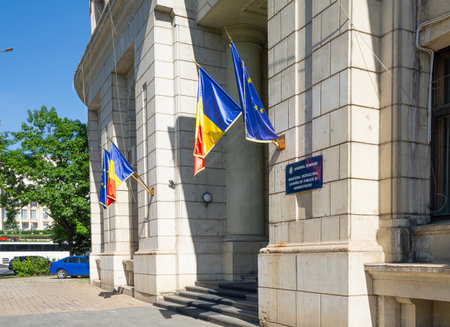 Bucharest, Romania. May 23, 2024. exterior view of the entrance to the Ministry of Regional...