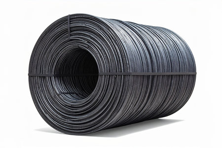 AI generated image. a large roll of iron rod isolated on a white surfaceの素材