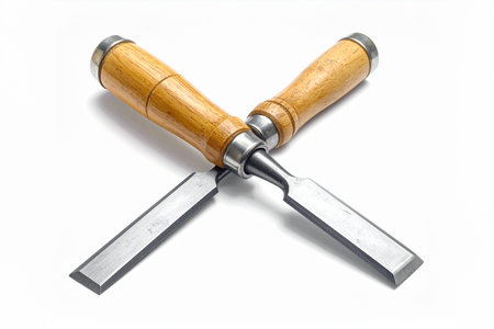 AI generated image. a pair of chisels isolated on a white surfaceの素材