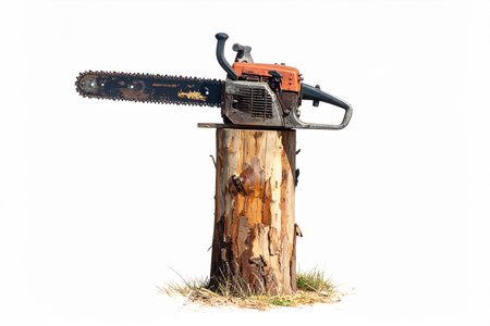 AI generated image. a chainsaw isolated on a white surfaceの素材