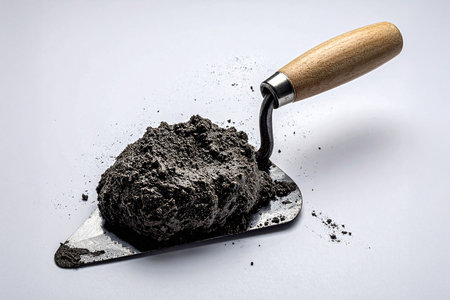 AI generated image. a trowel with mortar isolated on a white backgroundの素材
