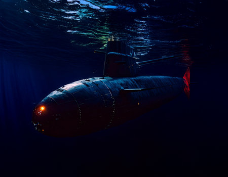 AI generated image. a submarine submerged in the seaの素材