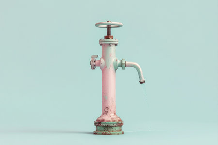 AI generated image. an old plumbing faucet on a white backgroundの素材