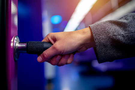 AI generated image. a bad hand opening the door handleの素材