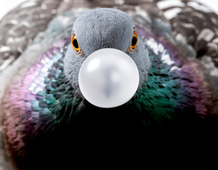 AI generated image. a dove with a bubble made of chewing gumの素材