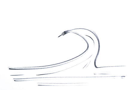 a sea wave drawn with a black marker on a transparent background