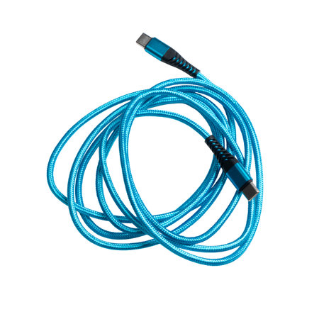 a colored USB cable on a transparent surface
