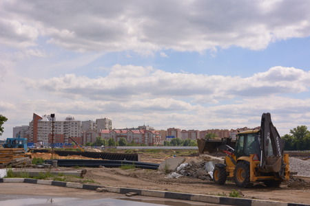 urban landscape with new buildings in the small town のeditorial素材