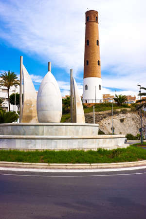 the photo of a beacon was made in one of small towns in Spainの写真素材