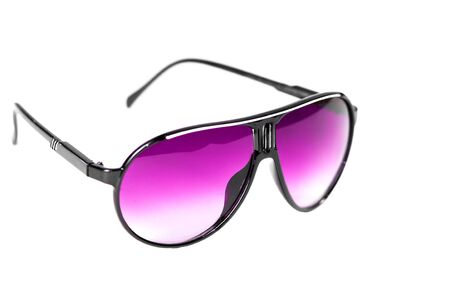 beautiful sunglasses from purple color glasses, were photographed on a white background