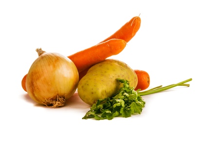 beautiful ripe vegetables were photographed in studio on a white backgroundの写真素材