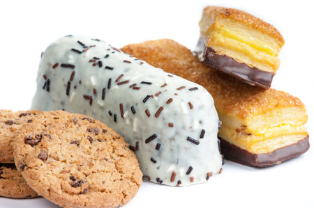 the tasty pastries were photographed on a white background