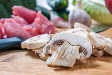 tasty fresh vegetables and meat were photographed in studioの写真素材