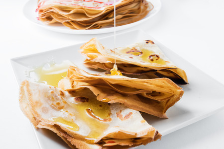 beautiful fresh fragrant pancakes have been photographed in studioの写真素材