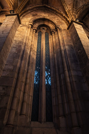 Detail of the gothic cathedral in Barcelona, Spain.の写真素材