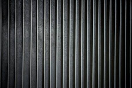 Close up of corrugated metal sheet for background or texture.の写真素材