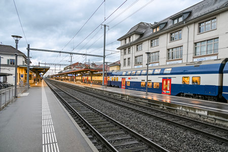train station in Uster, Switzerlandの写真素材