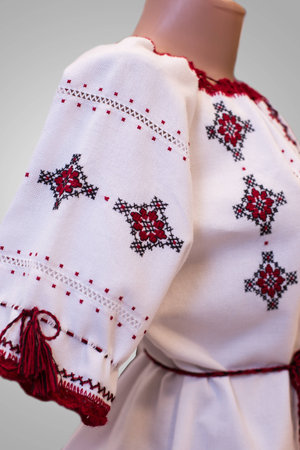 shirt female national folklore, a national folk costume Ukraine, isolated on grayの写真素材