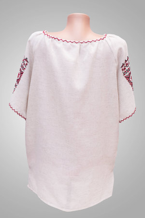 shirt female national folklore, a national folk costume Ukraine, isolated on grayの写真素材