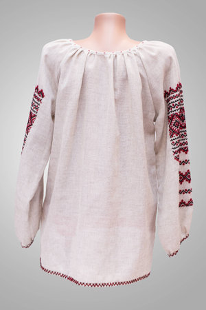 shirt female national folklore, a national folk costume Ukraine, isolated on grayの写真素材