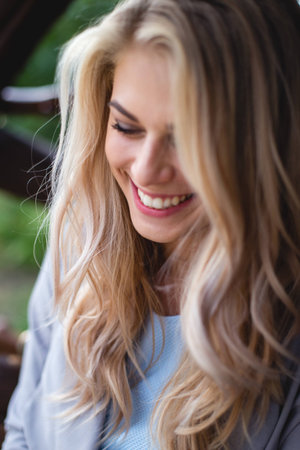 Beautiful young woman portrait, smileの写真素材