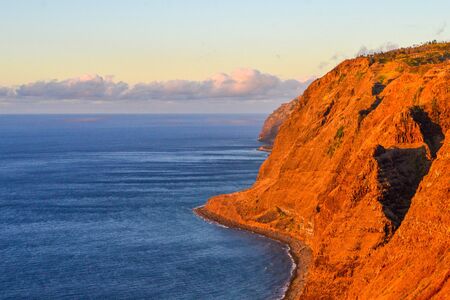 High bank at sunset. Madeira. Portugalの写真素材