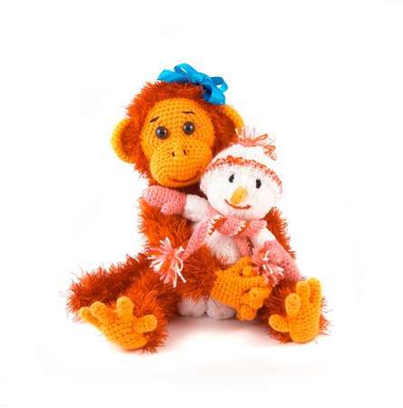 Monkey symbol 2016 with a snowman. Christmas charms.の写真素材