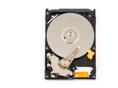 Binary data of HDD. Inside of internal Harddrive HDD on white background.