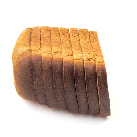 sliced brown bread isolated on white background