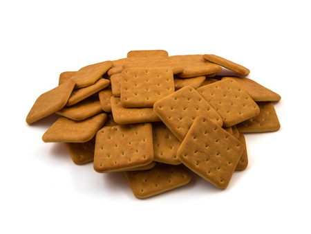Cracker cookies isolated on white backgroundの写真素材