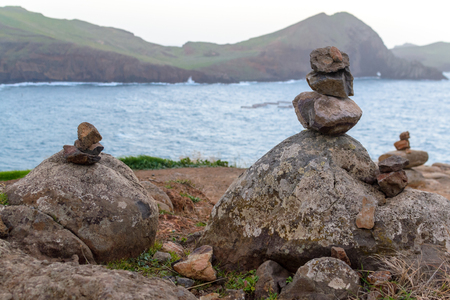 Pyramids of stones on the island of Madeira, Cape San Lorenzo