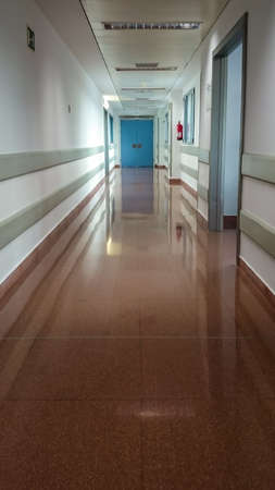 MANISES, VALENCIA/SPAIN October 7 2018 - Hospital corridor with closed and open doors