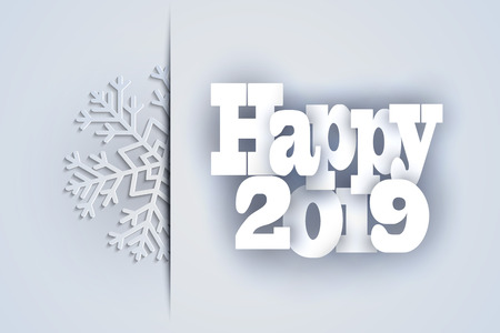 Christmas background with decorative snowflake. Merry Christmas and Happy New Year Greetings card. Paper cut snowflakes design.のイラスト素材
