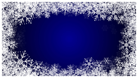 Christmas blue background with snowflakes. Holiday snow pattern.のイラスト素材