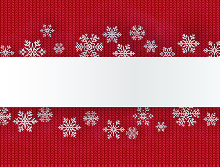 Christmas background with decorative snowflake. Knit pattern. Merry Christmas and Happy New Year Greetings card. Paper cut snowflakes design.のイラスト素材